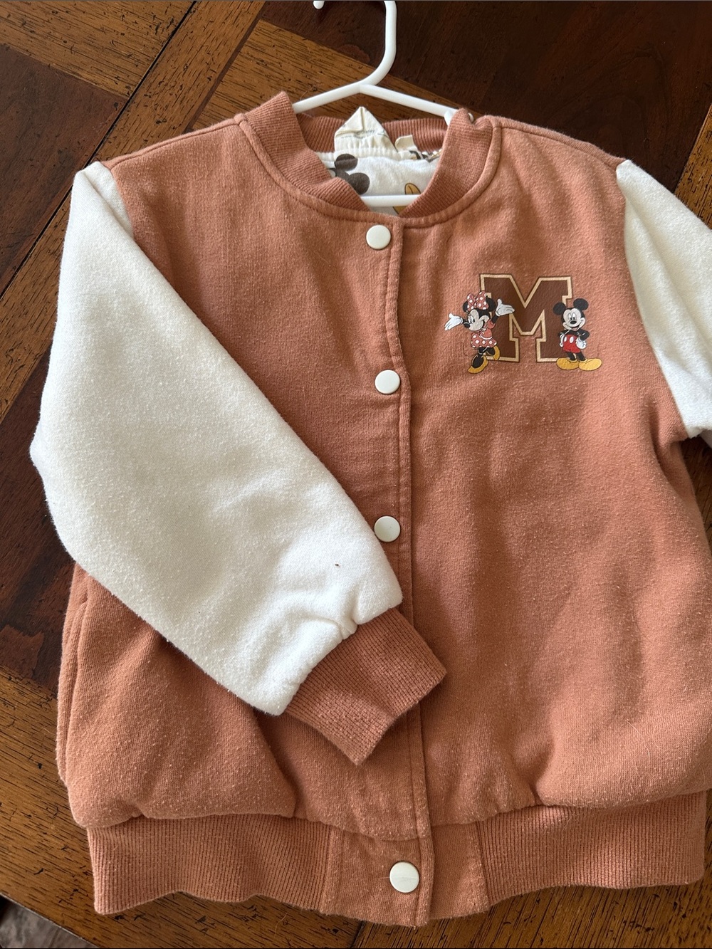 Disney Rust Brown and Cream Mickey & Minnie Snap Jacket